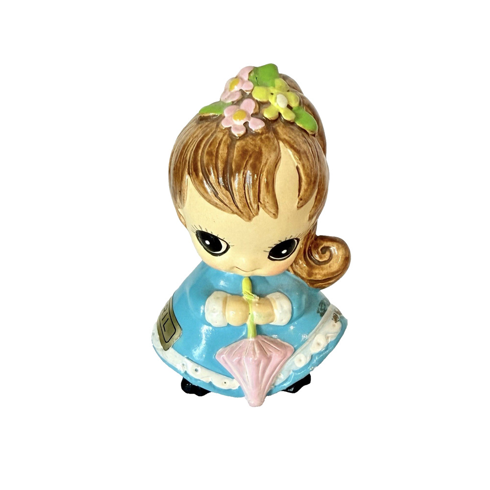 Vintage Josef Originals 1970s April Showers Big-Eyed Girl Moppet Figurine